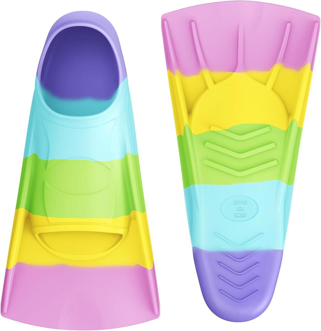 Gintenco Swim Fins, Kids Swim Training Fins for Lap Swimming, Travel Size Flippers with Mesh Bag, Silicone Swimming Fins for Kids Teens Adults Women Men