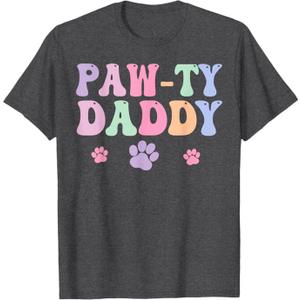 Let's Pawty Girl Daddy Puppy Dog Party Birthday Girl Family T-Shirt, L