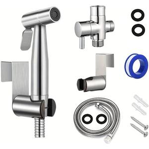 Toilet Bidet Spray Gun Hose Kit with Hanger,Spray Bidet Attachment Water Pressure Adjustable Stainless Steel Diaper Handheld for Washing Kitchen Bathroom Bath Pet with T Valve Adapter