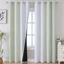 Estelar Textiler Sage Green and Greyish White Gradient Blackout Curtains for Bedroom, Thermal Insulated Ombre Blackout Drapes, Room Darkening Energy Saving Curtains for Living Room,52Wx84L,2 Panels