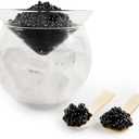 ThougrLyh Caviar Server Set Glass Caviar Dish with 2 Pcs Shell Caviar Spoons Chiller Server with Ice Holder for Shrimp Ice Cream Martinis and Cocktails Dishwasher Safe Caviar Serving Dish