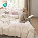 Bedsure Oat Milk Duvet Cover Queen Size - 3 Pieces Prewashed Cotton-Like Polyester Extra Soft Bedding Set, Includes 1 Duvet Cover 90x90 Inches with Zipper Closure & 2 Pillow Shams, No Comforter