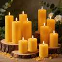 12 Pack Pure Beeswax Pillar Candles, 2x3/6/8 Inch, Natural Mild Honey Scent, Long Burning, Smokeless & Dripless for Home Decor & Prayer