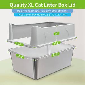 Plastic Lid for Large Stainless Steel Cat Litter Box, 23.6" x 15.7" x 4"