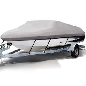 Boat Cover Waterproof for 16-18.5FT V-Hull, Beamwidth Up to 94 Inch, Fits Fishing, Runabout, Bass, Fish & Ski Boats, Heavy-Duty Polyester, Gray