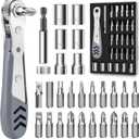 TUXIYA 30in1 Right Angle Screwdriver, 36-Tooth Mini Ratchet Wrench, Angle Screwdriver for Tight Spaces, Low Profile Offset screwdrivers, Magnetic Ratchet Screwdrivers Repair Tool