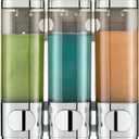 Pollock Shower Shampoo and Conditioner Dispenser, 3 Chamber No Drill Body Wash Dispenser for Bathroom, Large