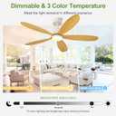 52 Inch Solid Wood Ceiling Fans With Lights, Remote Control, Dimmable, Reversible, Wood Blades, Power-Off Memory, Quiet DC Motor, Indoor/Oudoor Ceiling Fan with Light for Patio,Livingroom