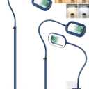 10X Rectangle Magnifying Glass with Light and Stand, 24" Flexible Gooseneck 3-in-1 Floor Lamp, 5 Color Modes Stepless Dimmable, LED Lighted Hands Free Magnifier for Reading Painting Close Work - Blue
