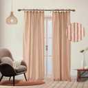 Gauze Striped Curtains, Boho Linen Gauze Tie Top Hanging Curtains Light Filtering Door Window Treatment 2 Panel Curtain Drapes for Living Room Home Dcor Maroon on Beige (72"x42" Each Panel)