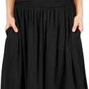 Simlu Skirts for Women Regular and Plus Size Skirt with Pockets Below The Knee Length Ruched Flowy Midi Skirt XL