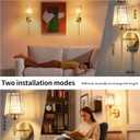 FNHMSL Battery Operated Crystal Wall Sconces Set of 2, Gold Wireless Wall Sconces with LED Light Bulbs 12 Colors Dimmable Remote Crystal Wall Lamp for Bedroom Living Room Hallway, 2 Bulbs Included