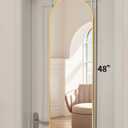 Arched Full Length Mirror, 48"x14" Gold, Tempered Shatterproof Glass & Aluminum Frame, Over Door or Wall Mounted, No Drill Installation for Bedroom, Bathroom, Closet, Entryway, Living Room Decor
