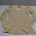 ZESICA Women's Long Sleeve Shirts 2025 Fall Fashion Square Neck Slim Fit Basic Going Out Tops Trendy Outfits Khaki Large