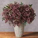 43In Faux Berry Stems for Vase, Artificial Nandina Branches Fall Decor Floral Picks Realistic Sedum Flower Greenery Stems for Wedding Holiday Farmhouse Harvest DIY Home Kitchen Decor, 3Pcs Dusty Plum