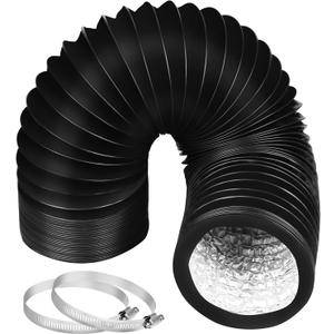 Omont Dryer Vent Hose 4 Inch 5FT Flexible Dryer Ducting Tube Air Duct Aluminum Insulated Flex Hose Kit Indoor Outdoor (Black)