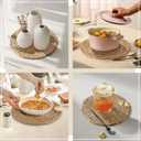 12 Inch Round Woven Placemats Set of 6, Herringbone Pattern, Natural Table Mats Braided Heat Proof, Farmhouse Boho Table Place Mat Ourdoor Wicker Chargers for Dinner Plates