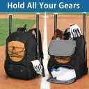 MATEIN Baseball Backpack, Softball Bat Bag with Shoes Compartment for Youth, Boys and Adult, Lightweight Baseball Bag with Fence Hook Hold TBall Bat, Batting Mitten, Helmet, Caps, Teeball Gear