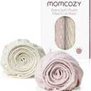 Momcozy Muslin Standard Fitted Crib Sheets, 52"x28", 2 Pack Soft Breathable Natural Cotton Baby Mattress Sheet, 360° Mattress Wrapping No Slip Boys Girls Neutral Toddler Bed Sheet, Beige Blush