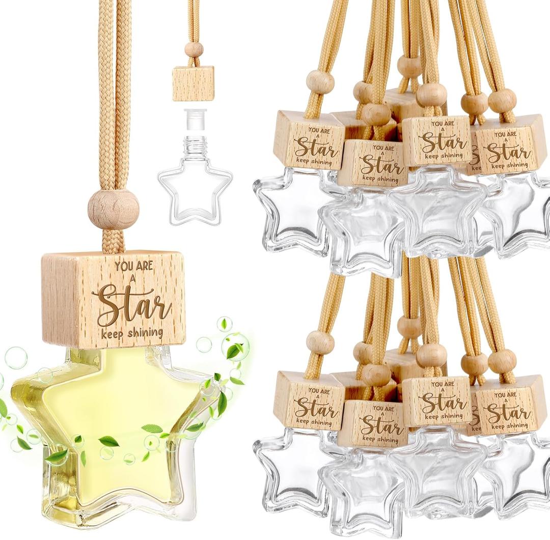 24 Pcs Employee Appreciation Gifts 8ml Car Diffuser Air Freshener Hanging Ornament Empty Glass Essential Oil Bottle Thank You Gift for Volunteer Administrative Professionals Staff Coworker Teacher