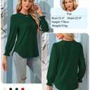 Simlakey Women Long Sleeve Shirt Dressy Casual Blouse 2025 Fall Fashion Pleated Top Trendy Loose Fit Crew Neck Basic Tee (Green,L)