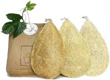 Miw Piw Natural Loofah Dish Sponge Pack 2 Vegetable Scrubber for Kitchen -100% Biodegradable Compostable Dishwashing Scouring Pad Zero Waste Plastic Free Eco Friendly Sustainable