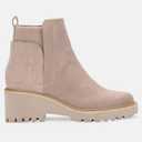 Trish Lucia Womens Platform Lug Sole Chelsea Boots Ankle High Chunky Block Heel Non-Slip Suede Leather Slip on Combat Fashion Booties (6, Nude)