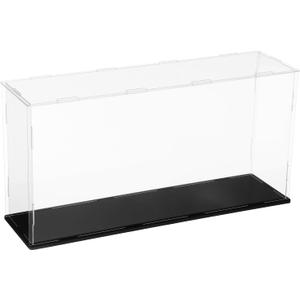 uxcell Acrylic Clear Display Case for Collectibles Self-Assemble Display Clear Boxes with Black Base Dustproof Countertop Storage Box for Collectibles Figures, 15.7 x 3.9 x 7.9 Inch