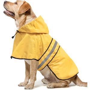 Reflective Waterproof Dog Raincoat - Lightweight Dog Rain Jacket with Hooded, Adjustable Pet Rain Coat Poncho Slicker for Dog Walking (Large, Yellow)