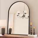 TETOTE Black Arched Mirror for Bathroom, 24" x 36" Matte Black Metal Framed Arch Bathroom Mirror, Tempered Glass Decorative Rustic Wall Mirror for Fireplace, Entryway, Living Room
