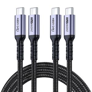 USB 4 Cable 6.6FT 2 Packs, 240W USB C to USB C Cable, High Speed 40Gbps Data, 8K 60Hz, 5K 60Hz, 4K 144Hz Monitor Display PD Compatible for Thunderbolt 4/3, iPhone 15Pro/16ProMax, Monitor
