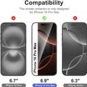 2 x NEW'C 2 Pack for iPhone 16 Pro Max Screen Protector (6.9 inches) + 2 Pack Camera Lens Protector, Sensor Protection, Case Friendly Tempered Glass Film - Easy installation tool included