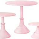 HBlife 3-PCS Pink Cake Stand Set (8"/ 10"/ 12" Plate) for 6-10 Inch Cakes, Perfect Dessert Table Display Set, Cupcake&Cake Stands for Party, Wedding, Birthday, Baby Shower, Anniversary Pink