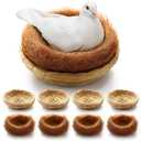 4 Set Bird Nest with Coconut Fiber Mats Set Hand-Woven Flat Base Pigeon Birdhouse Breeding Nest Small Animal Cage Accessories for Parrots Budgies Cockatiels Hamsters Gerbils and Pigs