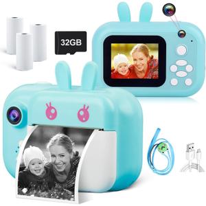 MINIBEAR Kids Camera Instant Print Camera for Kids Digital Camera Toddler Toys Christmas Birthday Gifts for 3 4 5 6 7 8 9 10 Year Old Boys Girls, Blue