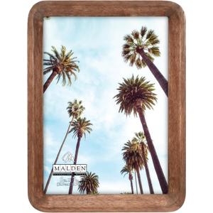 Malden International Designs 5x7 Matted Curved Walnut Wood Picture Frame
