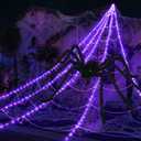 inst Spider Webs Halloween Decorations Outdoor 290LED Halloween Spider Web Lights Decoration with 78.7'' Large Spider & 3.53oz Stretch Cobweb 23Ft Giant Lighted Web with 8 Modes (Purple)