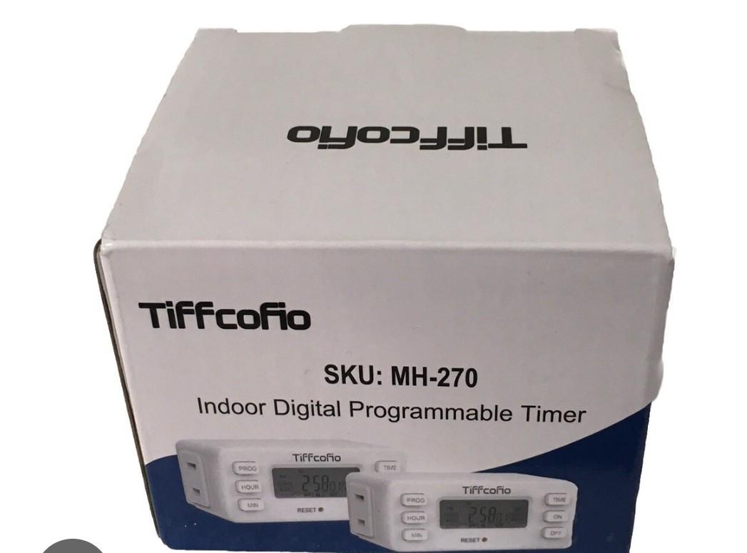 TiFFCOFiO Indoor 15A/1875W Digital Light Programmable Outlet Timer 2 Pack