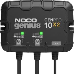 NOCO Genius GENPRO10X2, 2-Bank, 20A (10A/Bank) Smart Marine Battery Charger, 12V Waterproof Onboard Boat Charger, Battery Maintainer and Desulfator for AGM, Lithium (LiFePO4) and Deep-Cycle Batteries