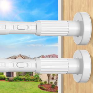 2 Pack White Long Tension Curtain Rod 41-146 Inch Outdoor Tension Shower Curtain Rod No Drilling for Window Patio No Slip Spliced Telescopic Design Easy to Install Never Rust Diameter 1.26 Inch