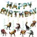 Dinosaur Birthday Party Decorations Dinosaur Birthday Banner 8PCS Hanging Swirls Streamers Dino Party Supplies Dino Banner Sign Dinosaurs Theme Party Decorations for Kids Boys Girls