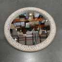 24" Round Mirror Farmhouse Wooden Frame Circle Mirrors, Rustic Decorative Distressed Wall Mounted Mirror for Bathroom, Bedroom, Living Room, Entryway, Fireplace, Hall (Flower White)