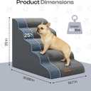 Extra Wide Dog Stairs for Large Dogs Up to 80lbs, 25" Pet Steps for High Bed with Washable Cover, 5-Step Foam Bed & Couch Ladder for Small Medium Dogs & Senior Cat, Gray
