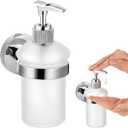 1 Pack Hand Soap Dispenser Wall Mount Bathroom Glass Soap Dispenser Pump Bottle with Stainless Steel Pump for Kitchen Bathroom Countertop