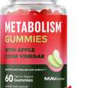 Metabolism Gummies with Apple Cider Vinegar | Energy, Digestion & Lean Body Mass Support | Apple Cider Vinegar Gummies with The Mother, B12 & Folate | Metabolism Support for Women & Men | 60 Ct.