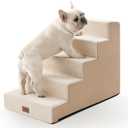 Dog Stairs for Small Dogs, 5 Tier Wider Pet Stairs for High Beds, 23.6" H Non-Slip Dog Steps for Old Cats, Puppies, Small Medium Dogs, 19.7x29.5x23.6 inch, Beige