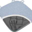 GOFORIT Dining Chairs Cushions, Memory Foam Kitchen Chair Pads with Ties and Washable Cover, Seat Cushions for Indoor Dining Room, 16.5'' x 16'',Light Blue