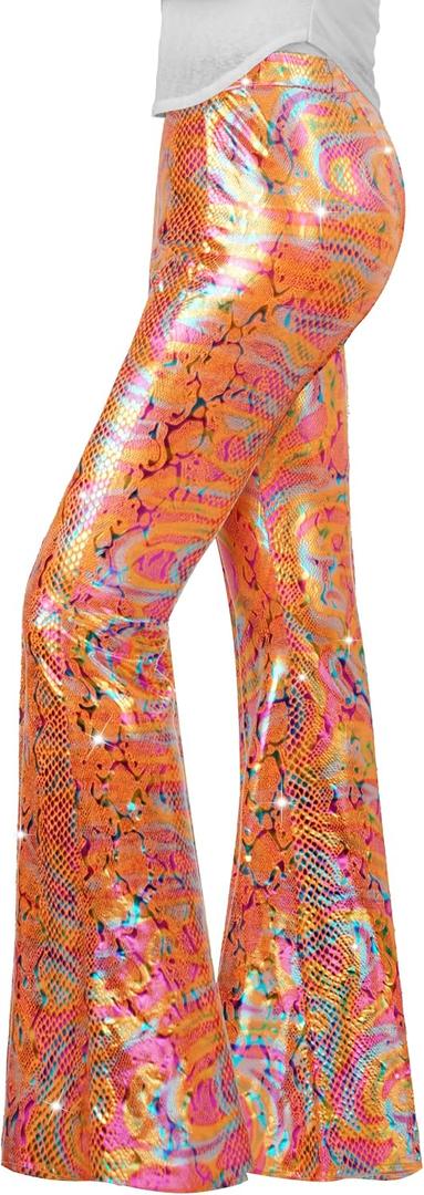 Nawgut Sequin Flare Pants Sparkly Glitter High Waisted Bell Bottoms Leggings Party Disco Clubwear for Women XL