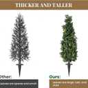 2 Pack Artificial Boxwood Topiary Trees with Ground Spike, 2 FT Faux Boxwood Topiaries Cone Bushes Trees UV Resistant Artificial Shrubs for Indoor Outdoor Front Porch Garden, Boxwood-4