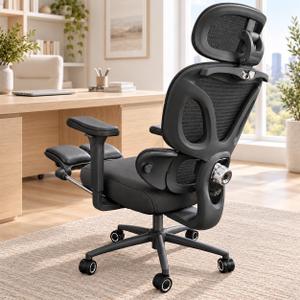 Mimoglad Ergonomic Office Chair with Footrest, Mesh Desk Chair with 3-Way Adjustable Lumbar Support, Reclining High Back, 3D Headrest and Armrests, 350 lb Capacity, 20 x 20 x 50 inches